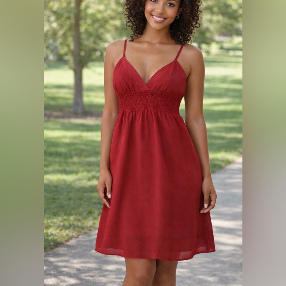 Red Spaghetti-Strap Dress